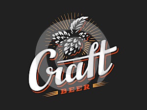 Craft beer logo- vector illustration hop, emblem design photo