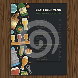 Craft beer menu template for bar and restaraunt.
