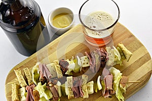 Craft Beer with Pastrami Sandwich Appetizer