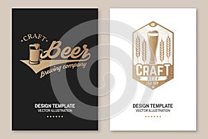 Craft Beer poster, flyer, template, card. Vector. Vintage design for bar, pub and restaurant business. Coaster for beer.