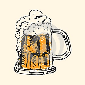 Craft beer and pub sketch vector illustration.