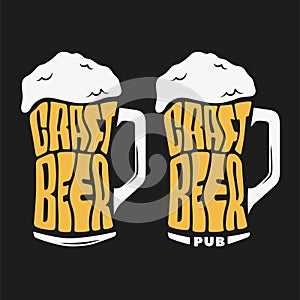Craft beer pub typography. Vector illustration.