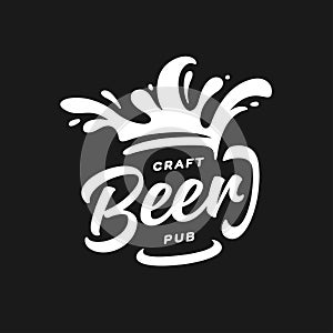 Craft beer pub typography. Vector vintage lettering illustration.