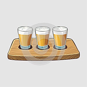 Craft Beer Sampler Flight on a Wooden Paddle