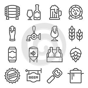 Craft Beer symbol icon set vector illustration. Contains such icon as Hops Brewing, Barley, Brew pot, Ale, Brewery, Beer Packs and