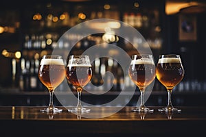 Craft Beer Tasting on Bar Counter