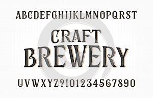 Craft Brewery alphabet font. Vintage handwritten letters and numbers.