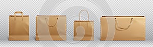 Craft brown paper bag and handle vector mockup