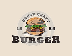 Craft burger shop logo. Fast food design