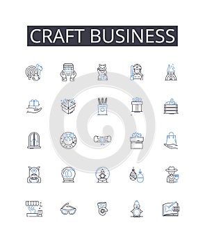 Craft business line icons collection. Profitability, Prosperity, Growth, Achievement, Advancement, Accomplishment