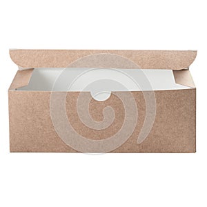 Craft cardboard box with open flip lid
