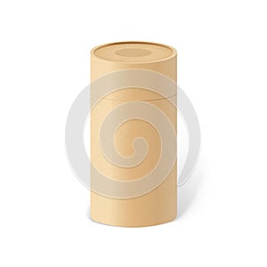 Craft cylinder set. Front view of natural paper tube and kraft paper tube isolated on white background