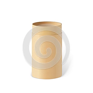 Craft cylinder set. Front view of natural paper tube and kraft paper tube isolated on white background