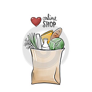 Craft food package, Food delivery, Cute hand draw doodle illustration, Stickers, Procreate sketch, Raster illustration, Isolated