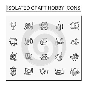 Craft hobby set hand drawn icons