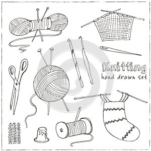 Craft icons - Sewing Icons for sewing, knitting, crafts, hobbies. Collection of design elements on White