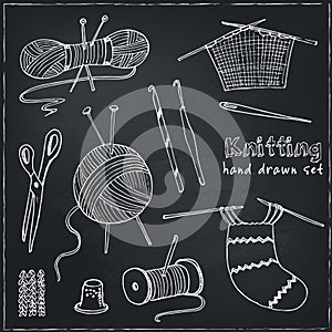 Craft icons - Sewing Icons for sewing, knitting, crafts, hobbies. Collection of design elements on White