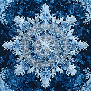 Craft an organic pattern that captures the intricate textures of a crystallized snowflake. AI Generated