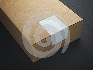 Craft paper box with white sticker