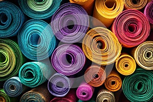 Craft paper quilling rolls arranged in artistic pattern Ai photo