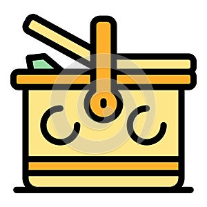 Craft picnic basket icon vector flat