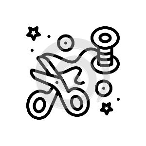 Black line icon for Crafted, art and scissors