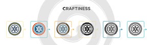 Craftiness vector icon in 6 different modern styles. Black, two colored craftiness icons designed in filled, outline, line and photo