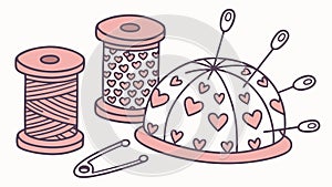 Crafting essentials, sewing kit, needles, thread. vector design Generative AI