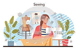 Crafting and modeling school course. Teacher learning students to craft.