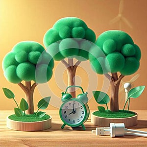 Crafting nature: creating lifelike plastic trees in stunning vector art