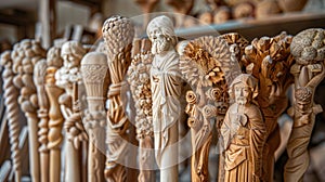 Crafting traditional Saint Joseph's staffs from natural materials as part of religious observance and decoration