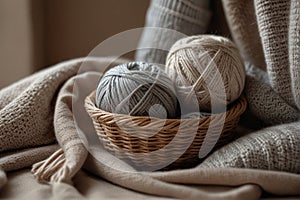 Crafting Tranquility: Knitting Retreat with White Yarn and Natural Elements