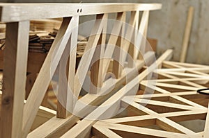 Crafts made of wood with their own hands. Build wood furniture. Joinery Workshop photo