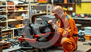 Craftsman Assembling a Model Train