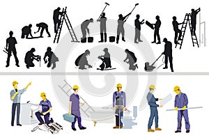 Craftsman at construction site isolated . illustration