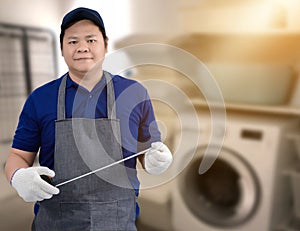 Craftsman home renovation and blurred background of Laundry room