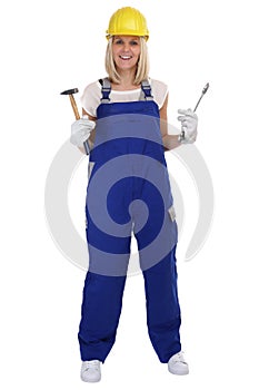 Craftsman woman female craftsmanship worker job standing isolate