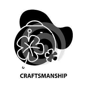 craftsmanship icon, black  sign with  strokes, concept illustration