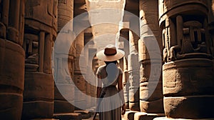 Craftswoman In White Hat: Exploring An Egyptian Temple