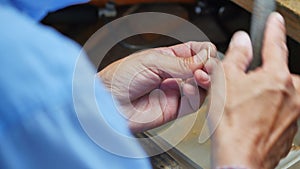 Craftswoman working in workshop