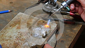 Craftswoman working in workshop