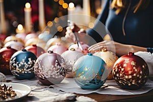 Crafty Christmas: woman painting glass baubles