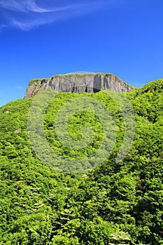 Crag mountain with fresh verdure