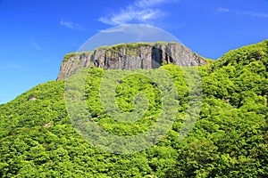 Crag mountain with fresh verdure