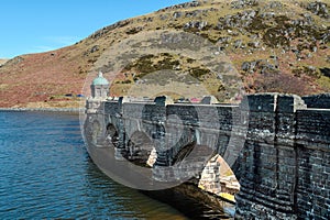 Craig goch elan valley on a bright sunny day in march 2020 winter