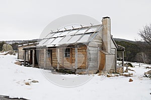 Craigs Hut in snow during winter in the Victorian high country