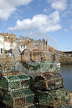 Crail harbour and lobster pots