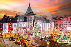 Craiova, Romania. Christmas Market in historical Oltenia, Romania travel background photo