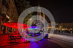 Crakow city in night.