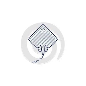 Cramp fish line icon. Cramp fish linear hand drawn pen style line icon